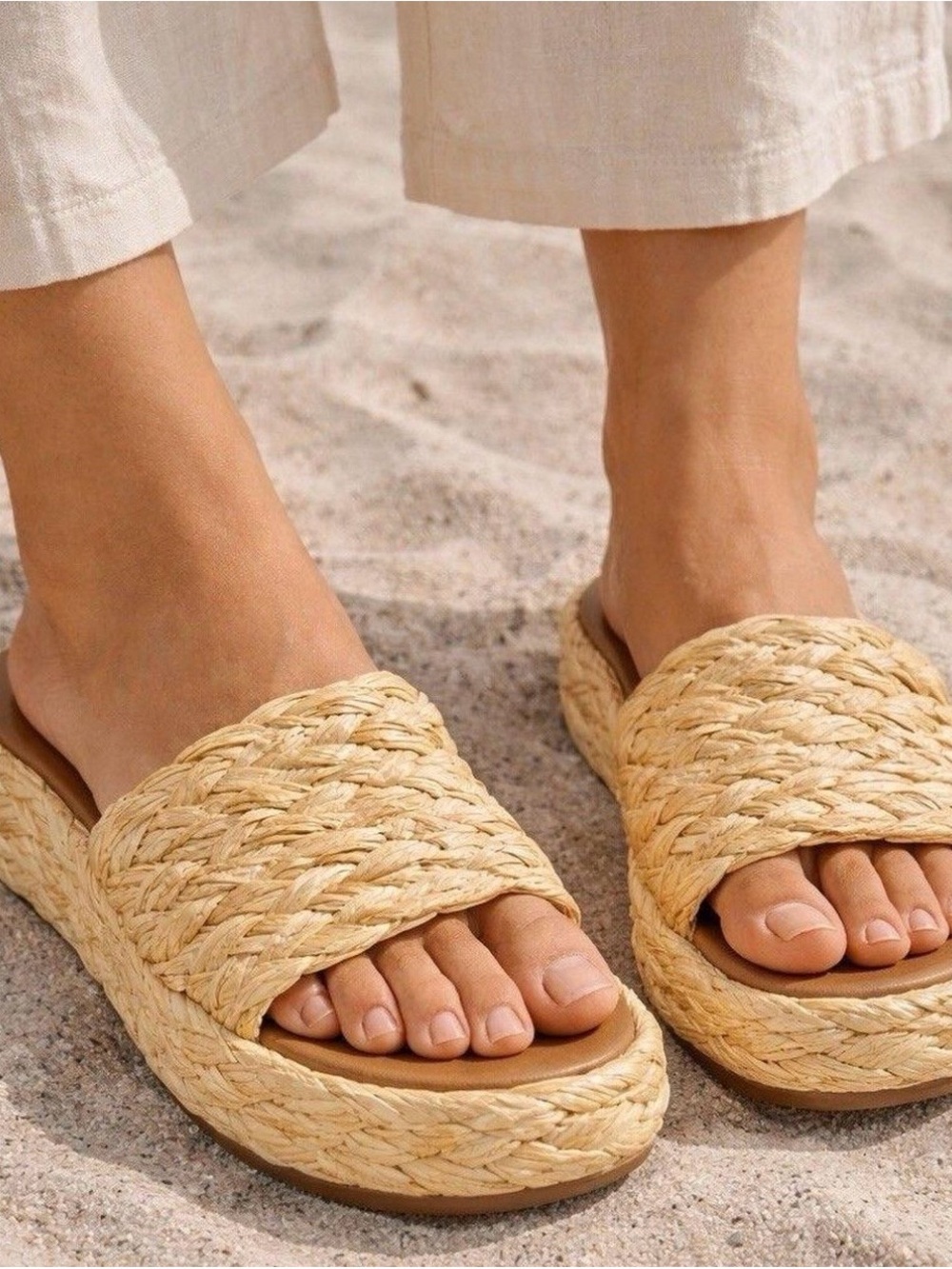 A New Day Casey Flatform Slide Sandals  Beige Size 11 NWT